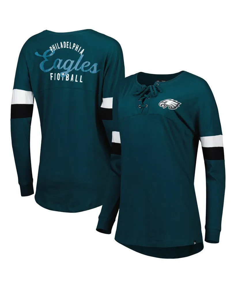 Philadelphia Eagles New Era Women's Athletic Historic Varsity Lace-Up T- Shirt - Kelly Green/White