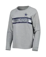 Juniors Boys and Girls Heathered Gray Dallas Cowboys All Striped Up Raglan Long Sleeve T-shirt