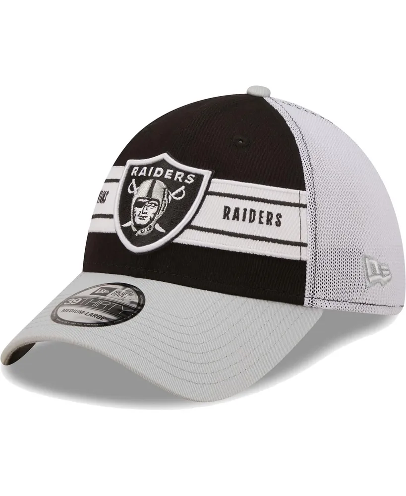 Men's New Era Black, Gray Las Vegas Raiders Team Banded 39Thirty Flex Hat
