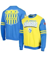 Men's Mitchell & Ness Gold Los Angeles Chargers All Over 2.0 Pullover Sweatshirt