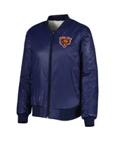 Women's G-iii 4Her by Carl Banks Oatmeal, Navy Chicago Bears Switchback Reversible Full-Zip Jacket