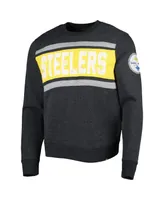 Men's '47 Brand Heathered Black Pittsburgh Steelers Bypass Tribeca Pullover Sweatshirt