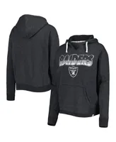 Women's '47 Brand Black Las Vegas Raiders Color Rise Kennedy Notch Neck Pullover Hoodie