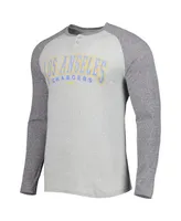 Men's Concepts Sport Heather Gray Los Angeles Chargers Ledger Raglan Long Sleeve Henley T-shirt