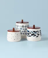 Lenox Blue Bay 3-Piece Kitchen Canister Set with Wood Lid