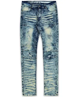 Reason Men's Big and Tall Vintage-Like Beach Skinny Denim Jeans