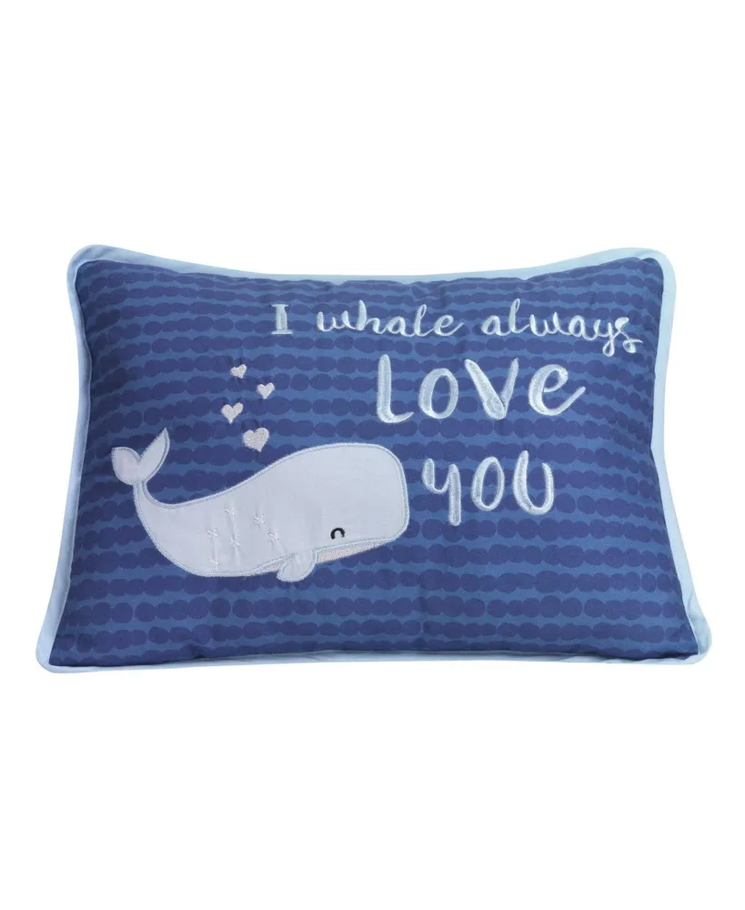 Lambs & Ivy Oceania Blue I Whale Always Love You Nautical Ocean Theme Decorative Nursery Throw Pillow