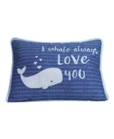 Lambs & Ivy Oceania Blue I Whale Always Love You Nautical Ocean Theme Decorative Nursery Throw Pillow