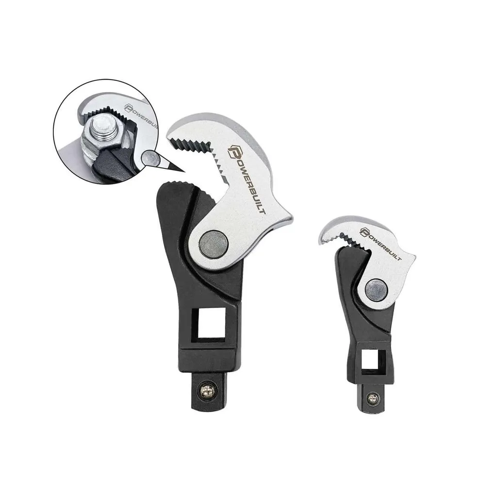 Powerbuilt 2 Piece Spring-Loaded Adjustable Crowfoot Wrench Set