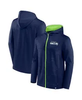 Men's Fanatics College Navy, Neon Green Seattle Seahawks Ball Carrier Full-Zip Hoodie