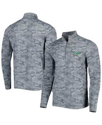 Men's Antigua Gray Philadelphia Eagles Brigade Throwback Quarter-Zip Top