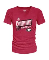 Women's Blue 84 Red Georgia Bulldogs 2022 Sec Football Conference Champions Locker Room V-Neck T-shirt