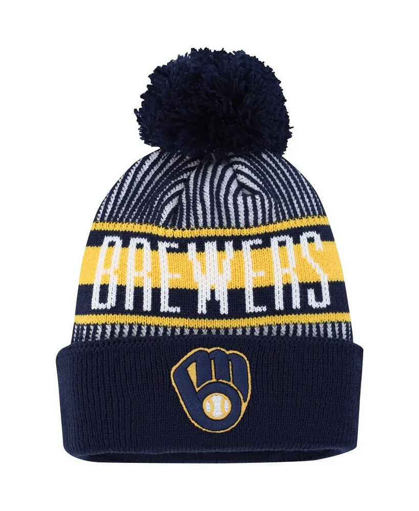 Dallas Cowboys New Era Youth Striped Cuffed Knit Hat with Pom - Navy