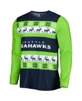 Men's Foco College Navy Seattle Seahawks Team Ugly Pajama Set