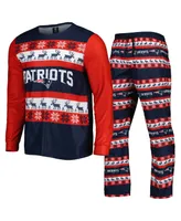 Men's Foco Navy New England Patriots Team Ugly Pajama Set