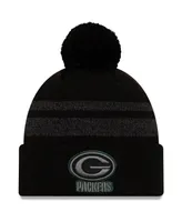 Men's New Era Black Green Bay Packers Dispatch Cuffed Knit Hat With Pom