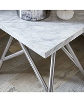 Coral Carrara Marble Coffee Table