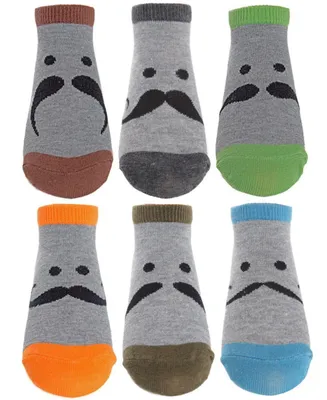 6 Pairs Boy's Mustache Mood Low Cut Socks