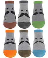 MeMoi Boys 6 Pairs Mustache Mood Low Cut Socks