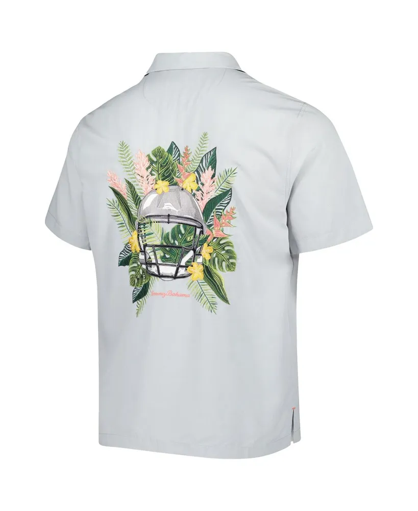 Men's Tommy Bahama Gray Kansas City Chiefs Coconut Point Frondly Fan Camp IslandZone Button-Up Shirt