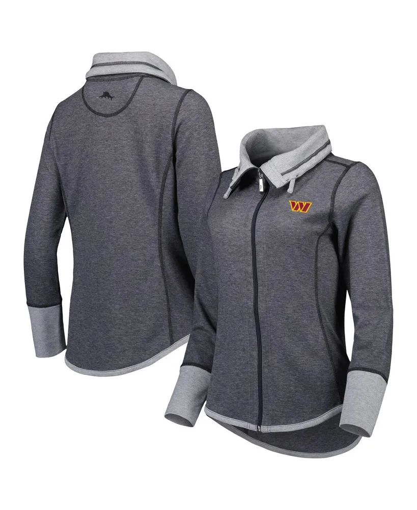 Women's Tommy Bahama Heathered Black Washington Commanders Sport Sun Fade Full-Zip Sweatshirt