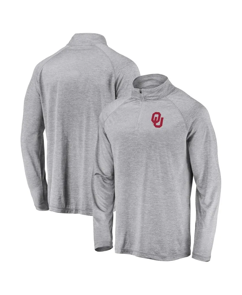 Men's Fanatics Gray Oklahoma Sooners Striated Raglan Quarter-Zip Jacket