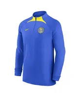 Men's Nike Blue Club America Strike Drill Performance Raglan Quarter-Zip Long Sleeve Top