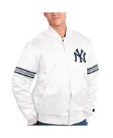 Men's Starter White New York Yankeess Power Forward Satin Full-Snap Varsity Jacket