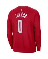 Men's Jordan Damian Lillard Red Portland Trail Blazers Statement Name and Number Pullover Sweatshirt