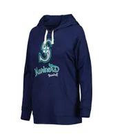 Women's Touch Navy Seattle Mariners Pre-Game Raglan Pullover Hoodie