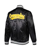 Men's Starter Black Washington Commanders Locker Room Satin Varsity Full-Snap Jacket