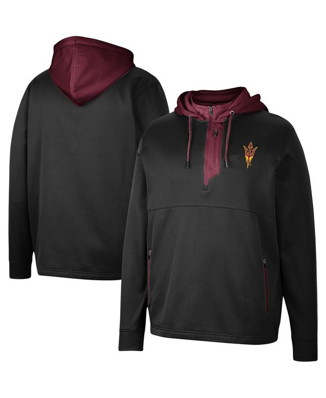 Men's Colosseum Black Arizona State Sun Devils Luge 3.0 Quarter-Zip Hoodie