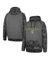 Men's Colosseum Charcoal Michigan State Spartans Oht Military-Inspired Appreciation Camo Stack Raglan Pullover Hoodie