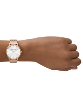 A|X Armani Exchange Women's Three-Hand Rose Gold-Tone Stainless Steel Bracelet Watch, 36mm and Rose Gold-Tone Stainless Steel Necklace Set