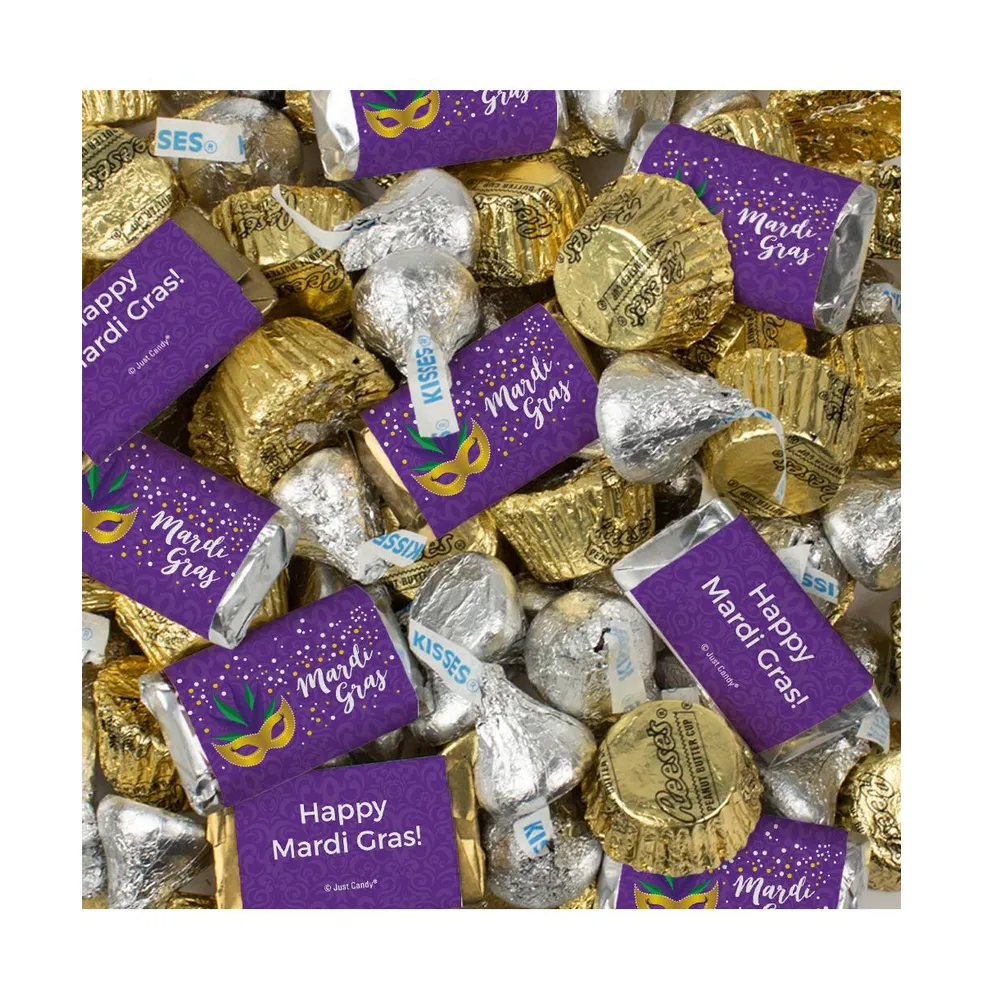 Just Candy 105 pcs Mardi Gras Candy Hershey's Chocolate Mix (1.75 lb) - Assorted Pre