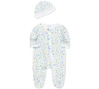 Little Me Baby Girls Dainty Blossoms Coverall and Hat, 2 Piece Set