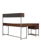 Techni Mobili Wood L-Shape with Hutch and Storage Desk