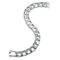 Genevive Men's Sterling Silver White Gold Plated with Iced Out Cubic Zirconia Miami Cuban Chain Bracelet