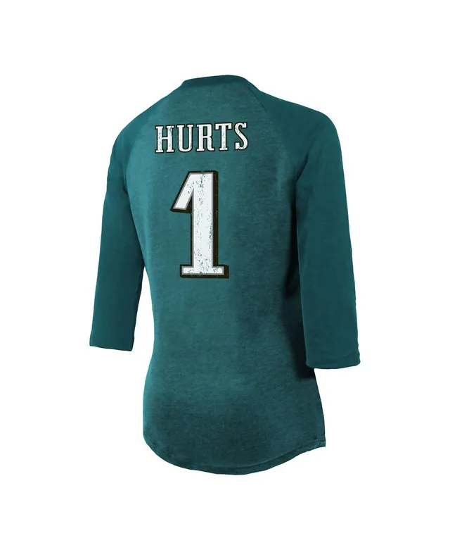 Women's Fanatics Branded Jalen Hurts Midnight Green Philadelphia Eagles  Player Icon Name & Number V-Neck T-Shirt