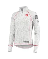 Women's Colosseum White Nebraska Huskers Oht Military-Inspired Appreciation Officer Arctic Camo 1/4-Zip Jacket