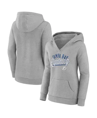 Women's Fanatics Gray Tampa Bay Lightning Simplicity Crossover V-Neck Pullover Hoodie