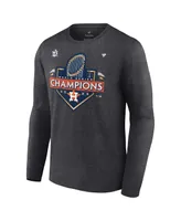 Men's Fanatics Heather Charcoal Houston Astros 2022 World Series Champions Locker Room Big and Tall Long Sleeve T-shirt