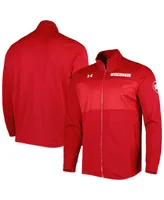 Men's Under Armour Red Wisconsin Badgers Knit Warm-Up Full-Zip Jacket