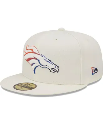 Men's New Era Cream Denver Broncos Chrome Color Dim 59FIFTY Fitted Hat