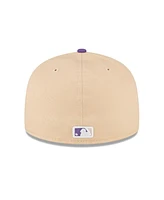 Men's New Era Peach, Purple Los Angeles Dodgers 1988 World Series Side Patch 59FIFTY Fitted Hat