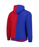Men's Mitchell & Ness Royal, Red Philadelphia 76ers Hardwood Classics Split Pullover Hoodie