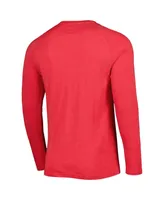 Men's Concepts Sport Heathered Red Chicago Bulls Left Chest Henley Raglan Long Sleeve T-shirt