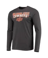 Men's Concepts Sport Orange and Heathered Charcoal Oklahoma State Cowboys Meter Long Sleeve T-shirt and Pants Sleep Set