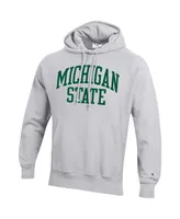 Men's Champion Heathered Gray Michigan State Spartans Team Arch Reverse Weave Pullover Hoodie
