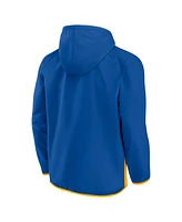 Men's Fanatics Blue, Gold St. Louis Blues Backhand Shooter Defender Anorak Raglan Hoodie Quarter-Zip Jacket